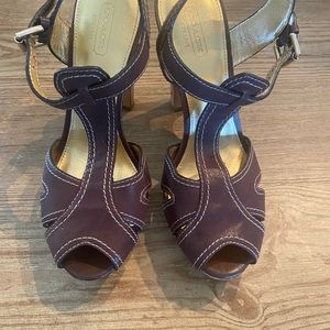 NEW! Authentic Coach leather platform sandals. Never worn!  See pics!